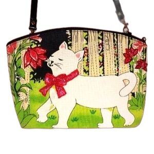 Catitude painted & beaded Crossbody Bag